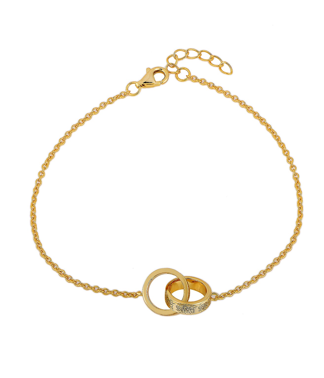 “With Hardship Comes Ease” Engraved Interlocking Gold Bracelet