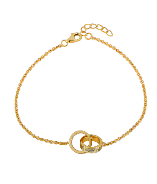 “With Hardship Comes Ease” Engraved Interlocking Gold Bracelet